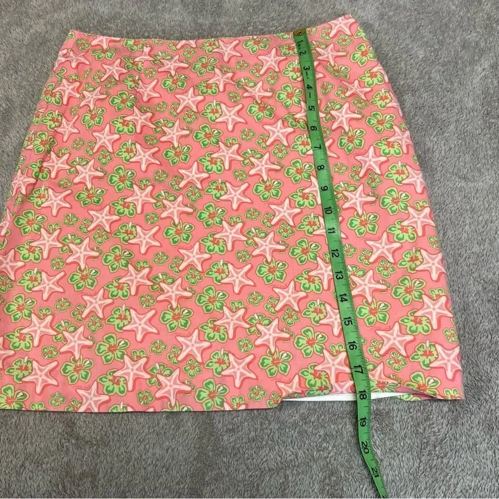 Vineyard Vines skirt womens 2 pink green Starfish floral hawaiian hibiscus - Picture 2 of 8